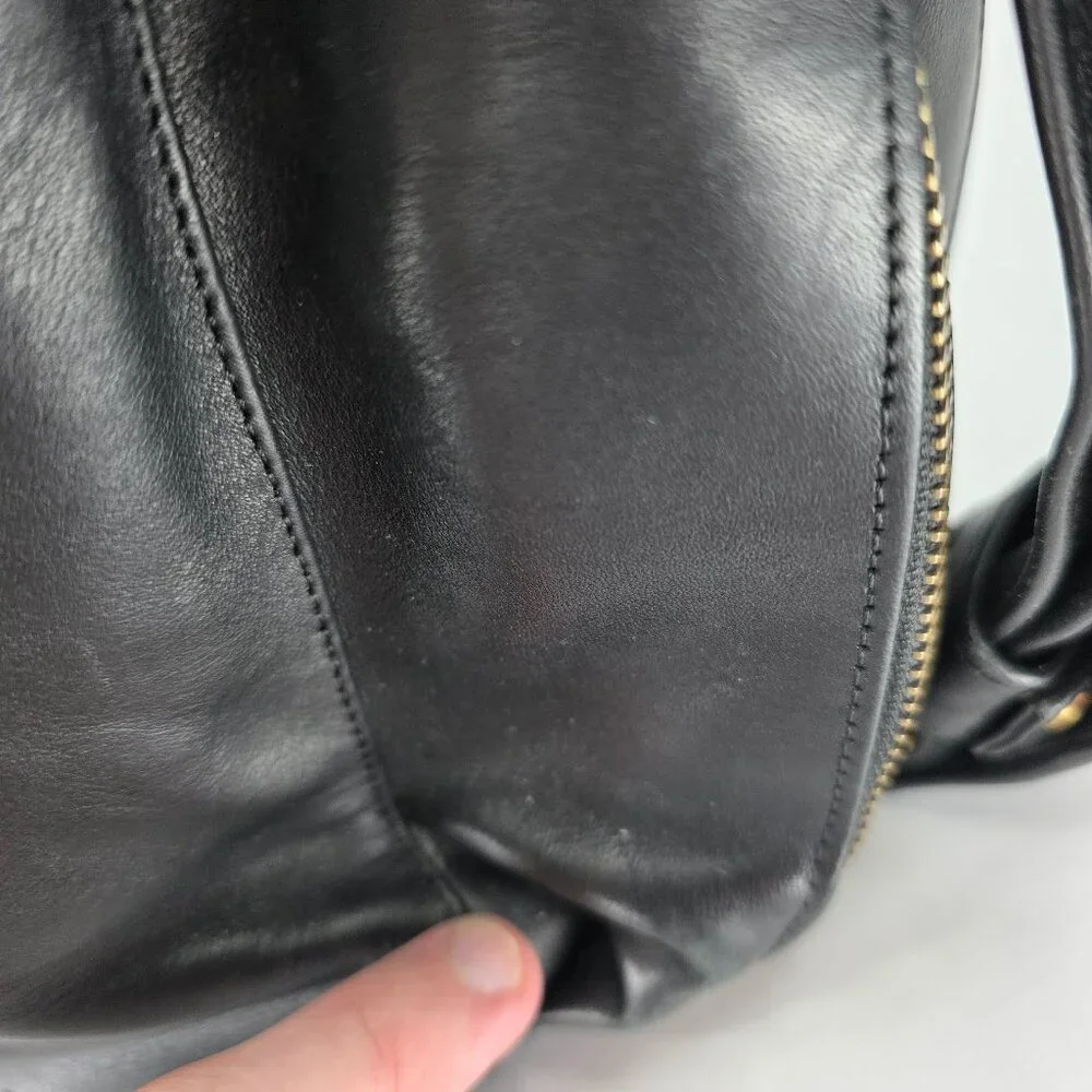 Marino Orlandi Black Leather Hobo Shoulder Bag Gold Hardware Made in Italy - Picture 10 of 16